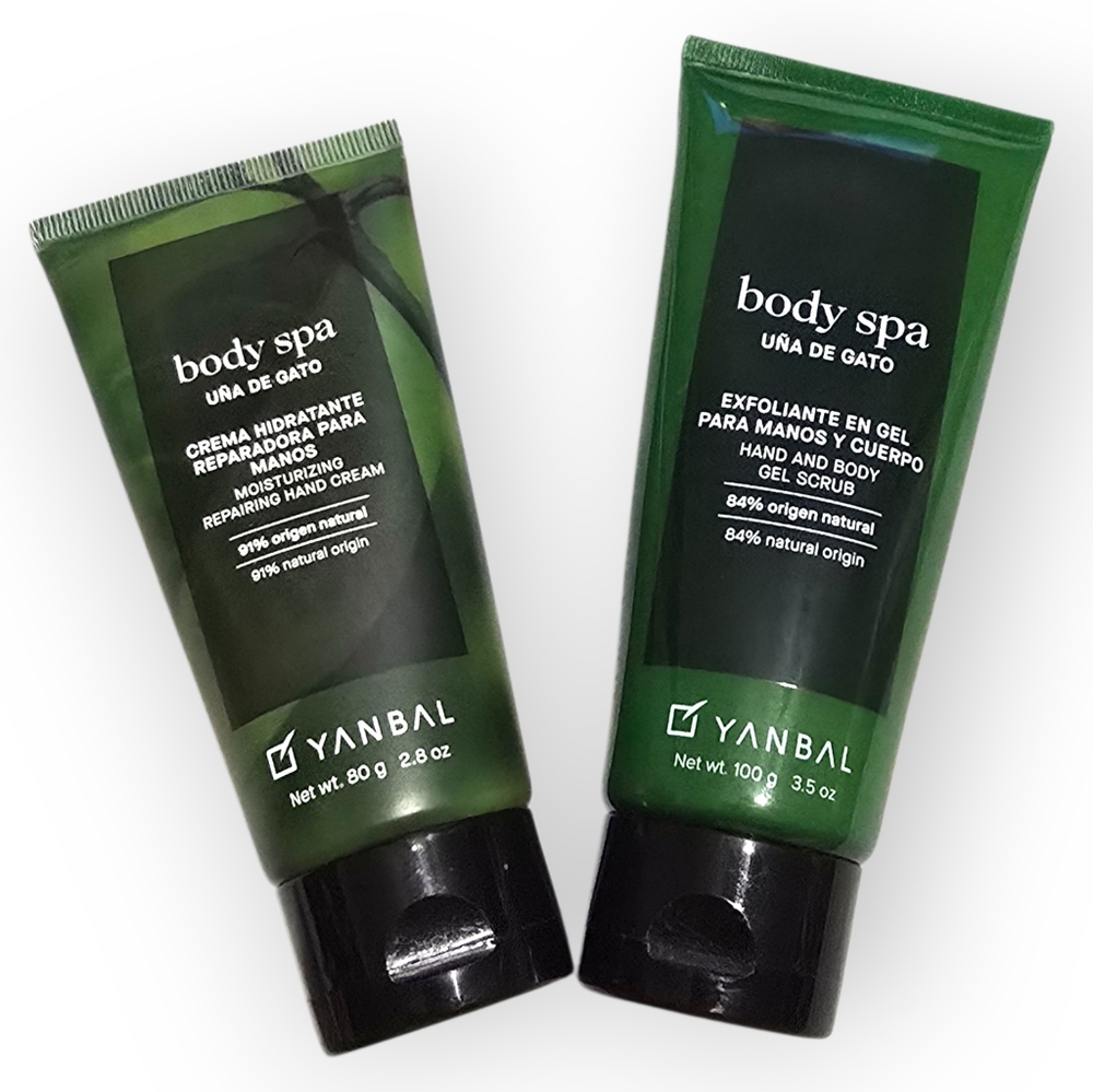 YANBAL Body Spa Cat's Claw‎ 2 PC Set Exfoliant And Hand Cream 91% Natural Beauty